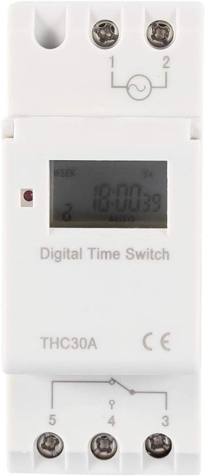 Digitale Tijdschakelaar - Automatische Timer - Energiebeheer - Met Back-up Batterij - 30A - Grijs