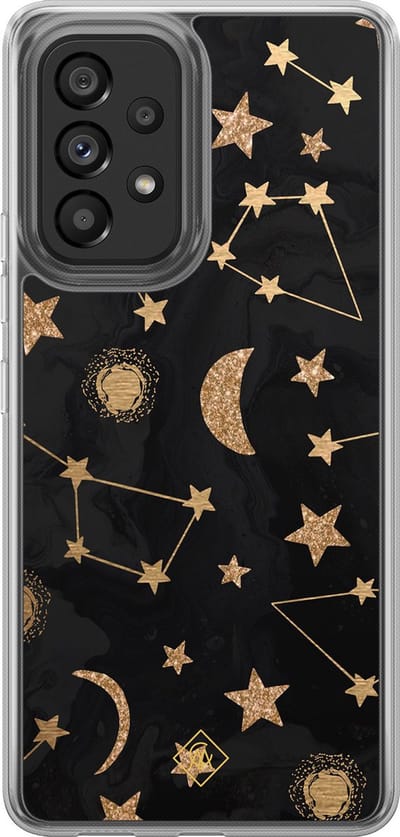 Casimoda® hoesje - Geschikt voor Samsung Galaxy A52 5G - Counting The Stars - 2-in-1 case - Schokbestendig - Sterren - Verhoogde randen - Zwart, Transparant