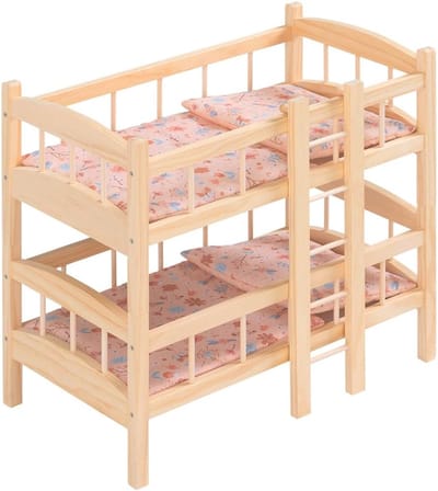 Poppen Bunk Bed - Poppenhuis Meubel - Rollenspel - Deelbaar in twee - 55 x 31 x 53 cm