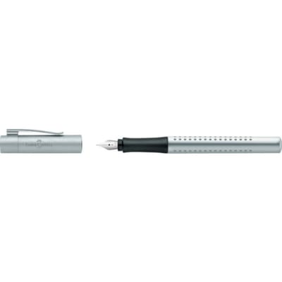 Faber castell vulpen 2011 grip, schrijfdikte medium, kleur zilver