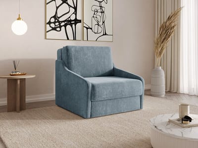 Fauteuil Met Slaapfunctie Slaapbank Ban Fly 80 Fauteuil Slaapbank - Armstoel - Kinderbed - Compact en Comfortabel - 1-zits - Vibe 73 (Turkoois)