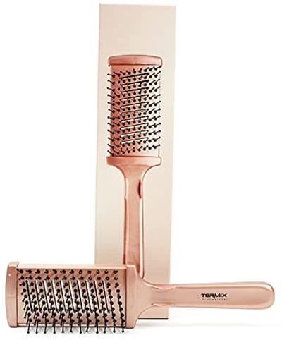 Professionele 2-in-1 thermische borstel met roségouden afwerking - Hittebestendig en zacht voor het haar