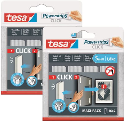 Tesa Powerstrips Click - Zelfklevende Bevestigingsstrips - 16 Paar - Maat S