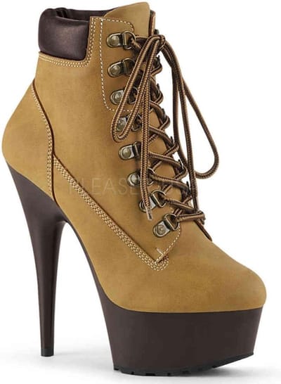 DELIGHT-600TL-02 - (EU 39 = US 9) - 6 Heel, 1 3/4 PF Lace-up Front Bootie, Side Zip