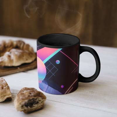 Magische Mok - Foto op Warmte Mokken - Koffiemok - Cirkels - Vlakken - Abstract - Blauw - Magic Mok - Beker - 350 ML - Theemok