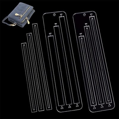 6 Stuks Acryl Rits Pocket Sjablonen, Duidelijke Sjablonen voor Ritsen, Ideaal voor Beginners en DIY Projecten zoals Portemonnees en Tassen