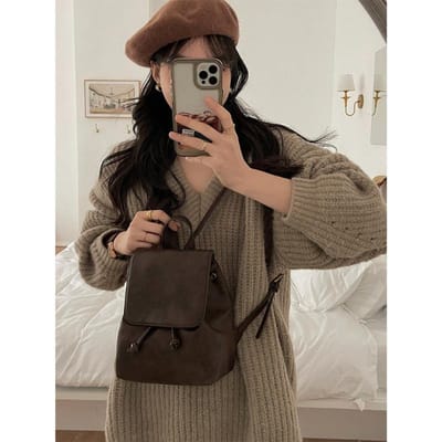 Sac à dos pour filles style tendance vintage type coréen Ins haut de gamme petit sac à dos pour étudiants classe matériau durable matériau durable