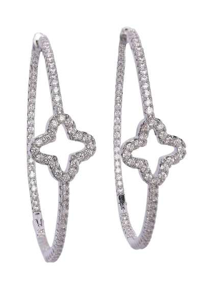 AVANT-GARDE PARIS Clover Oorbellen - Hoops - Elegante Zilver - Rhodium Plated - Sprankelende Steentjes - Vierbladige Klaver