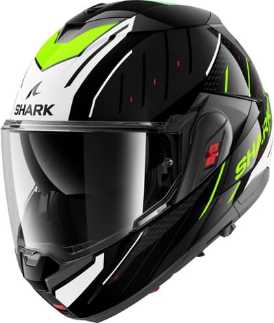 Shark Oxo systeemhelm motor helm Rydger zwart wit fluo geel - Maat XL