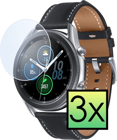 Screenprotector - 3 Stuks - Geschikt voor Samsung Galaxy Watch 3 41 mm - Extra Sterk - Tempered Glass - Gehard Glas - Beschermglas Screen Cover - Bescherm Protector voor Smartwatch