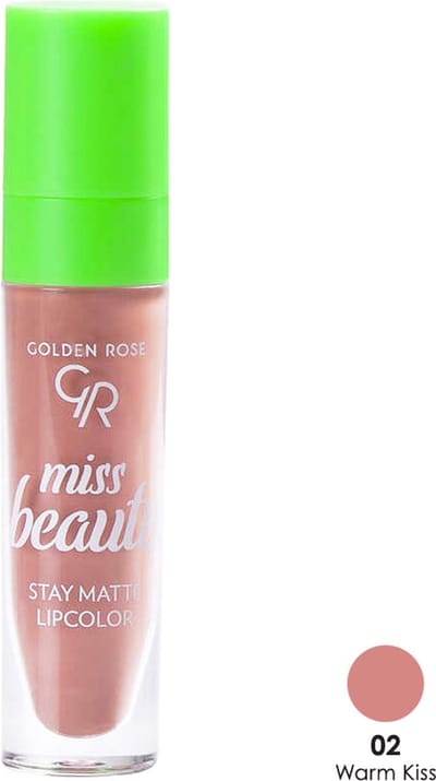 Golden Rose MISS BEAUTY STAY MATTE LIPCOLOR NO:02 WARM KISS Vloeibare Lippenstift die goed blijft zitten Kissproof