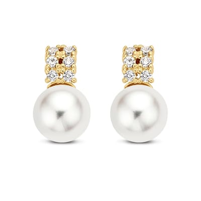 New Bling Goud 9NBG-0018 - Oorknop Parel - Zirkonia - 5mm - Goud