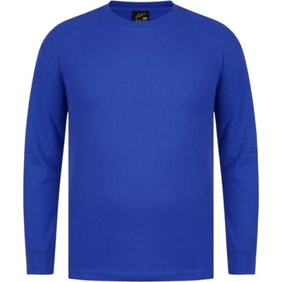Fabric Heren Wafel T-shirt met lange mouwen (Blauw)