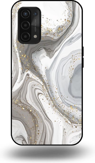 Smartphonica Telefoonhoesje geschikt voor OPPO A54 5G / A74 5G / A93 5G met marmer opdruk - TPU backcover case marble design - Zilver geschikt voor Oppo A54 5G;Oppo A74 5G;Oppo A93 5G