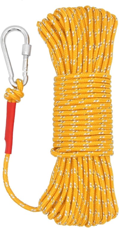 Zwevend Touw - Sterk Boot Touw - Watersport Kamperen - Dubbel Gevlochten - 6mm 50 Meter - Reflecterend Oranje