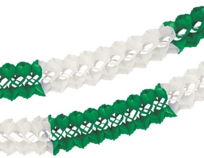 Guirlande extra groot, papier Ø 16 cm · 10 m groen/wit brandvertagend