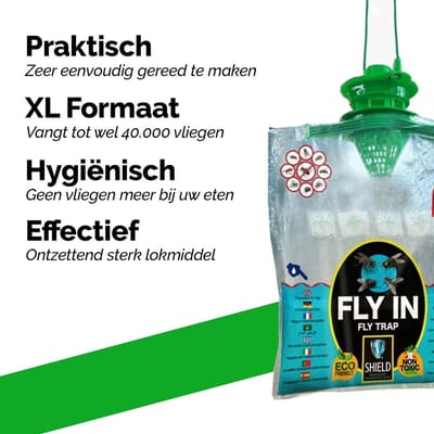 2 x LS Vliegenval XL met lokmiddel - Vangt 40.000 vliegen - Vliegenzak - Vliegenvanger - Ecologisch en gifvrij