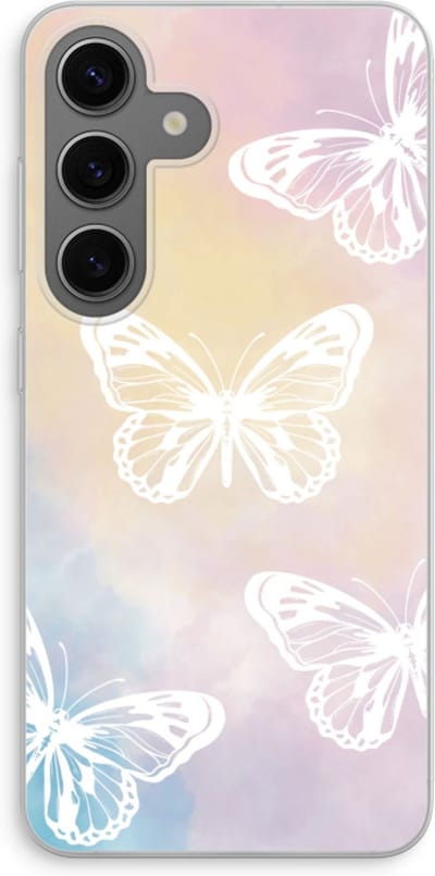 Case Company® - Hoesje geschikt voor Samsung Galaxy S24 hoesje - White butterfly - Soft Cover Telefoonhoesje - Bescherming aan alle Kanten en Schermrand