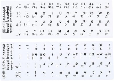 Korean en Japanese Keyboard Stickers, 2-Pack Universele Toetsenbord Stickers voor Laptop, Witte Achtergrond met Zwarte Letters