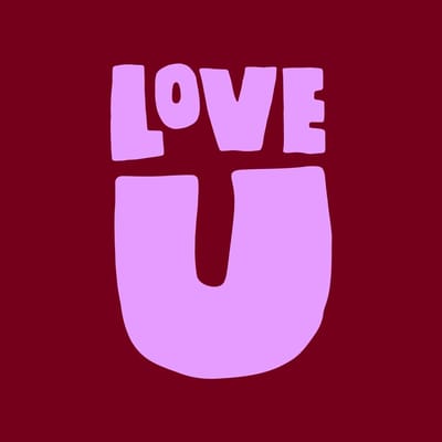 Tegeltje met tekst – LOVE U – gekleurd tekst tegeltje