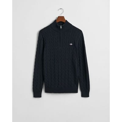 Gant Trui Allover Cable Knit Cotton Half Zip Avond Blauw / male