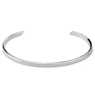 3 mm Gepolijste, verstelbare manchetarmband van gerhodineerd 925 sterling zilver
