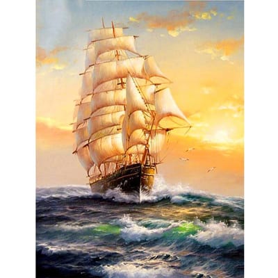 5D DIY Diamond schilderij zeilboot borduurwerk schip landschap woondecoratie mozaïek handgemaakt 20X30CM multi