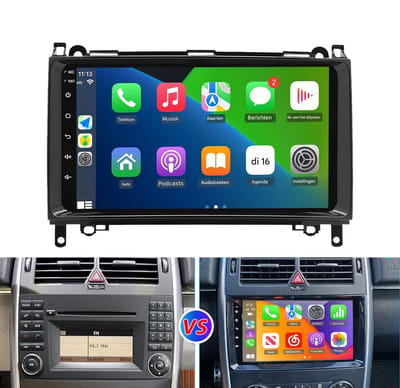 ESSGOO Autoradio - Geschikt voor Mercedes-Benz W169 W245 Sprinter W906 - Draadloze CarPlay & Andriod Auto - Android 15 4 + 64G - Bluetooth & Wifi FM RDS GPS-Navigatiesystem
