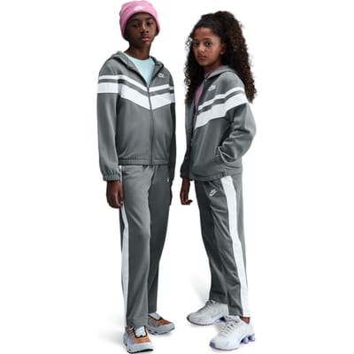 Nike Dri-fit Hooded Tracksuit Trainingspakken Kinder - Grijs - Maat 158 - 170 CM - Katoen Jersey