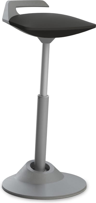 Aeris Muvman sta-kruk (model 2021) - grijs - gasveer- zithoogte 51- 84 cm - zwart kunstleren zitting