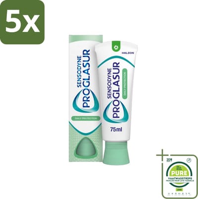 5 x Sensodyne - Tandpasta - ProGlasur Daily Protection - Dagelijkse Bescherming - 75 ml - Grootverpakking - Tandpasta - Tandglazuur - Tanderosie - Fluoride - Gevoelige Tanden