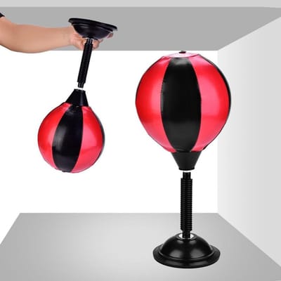 Boksbal Training - Snelheidsbal - Stress Verlichten - Sterke Veer - 17 x 39 cm - Zwart
