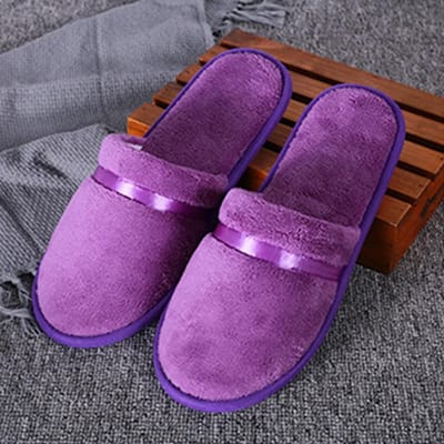 1 Paar Pantoffels Heren Dames Hotel Wegwerppantoffels Hoge Kwaliteit Slippers Sandalen Voor Stel Reizen One Size Slaapkamerpantoffel purple