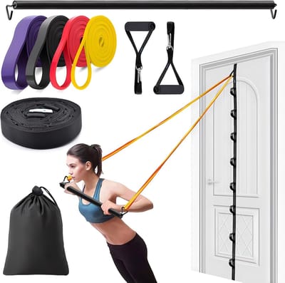 Deuranker Set - Fitness Anker - Thuisfitness Oefeningen - Eenvoudige Installatie - 100cm Lengte - Zwart