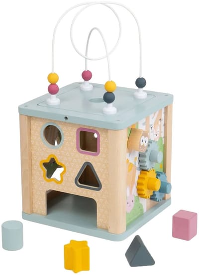 Bigjigs Houten Vormenstoof met Kralenspiraal - 5dlg.