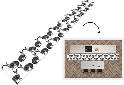 Keukenloper - Keukenmat - Vintage - Design - Konijn - Dieren - 400x50 cm - Keuken vloerkleed