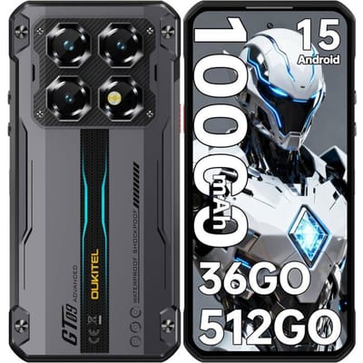 Onbreekbare Smartphone 5G OUKITEL WP60 36GB+512GB 10000mAh/33W Scherm 7.2'' 120Hz 108MP Onbreekbare Telefoon Android 15 GPS NFC Zwart