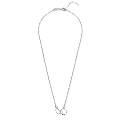 New Bling - 9NB-1404 - zilveren ketting met cirkel en hart - 925 sterling silver - rhodium plated