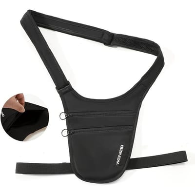 Anti-diefstal Crossbody Tas van Nylon voor Mannen en Vrouwen, Voorzien van een Verborgen Vak voor Paspoorten, Contant Geld en Telefoons zwart