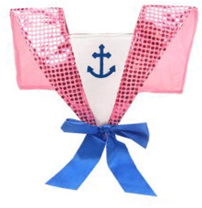 KIMU® Matrozenkraag Roze Blauw - Matroos Kraag Roze Matrozenpakje Pailletten Strik Anker Matrozen Pak Pakje Festival