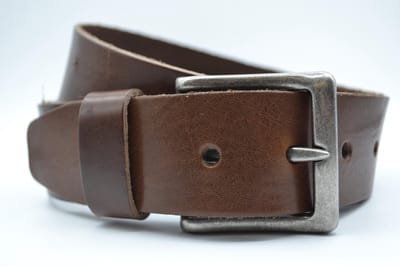 Bruine Glad Leren Riem - Italiaans Rundleder - Heren Dames Unisex - Taille maat: 85 cm - Totale lengte: 100 cm - Merk: Scotts Bluf