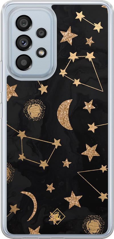 Casimoda® hoesje - Geschikt voor Samsung Galaxy A53 - Counting The Stars - 2-in-1 case - Schokbestendig - Sterren - Verhoogde randen - Zwart, Transparant