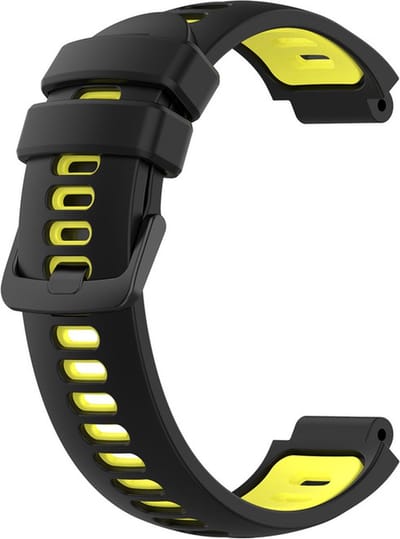 Siliconen bandje - geschikt voor Garmin Forerunner 220 / 230 / 235 / 620 / 630 / 735XT / Approach S20 / S5 / S6 - zwart-geel