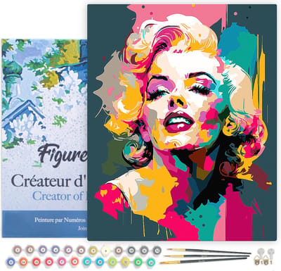 Figured'Art Schilderen op Nummer Volwassenen met lijst Tijdloze Diva Abstract- Handwerk acrylverf Kit DIY Compleet - 40x50cm Canvas al ingelijst