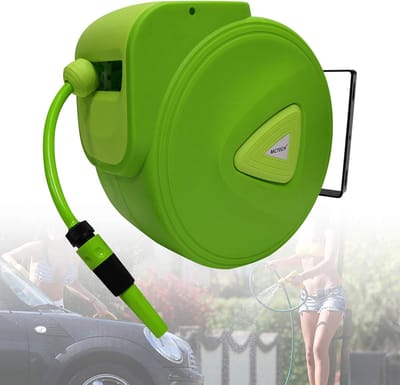 Slanghaspel - Automatische oproller - Tuin sproeien - 180 graden draaibaar - 30 meter slang - Groen