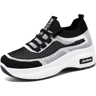 Damesmode Ademende Veterschoenen Wedge Sneakers Mesh Platform Sneakers Herfst Zachte Casual Reis Sport Hardloopschoenen 41 gray