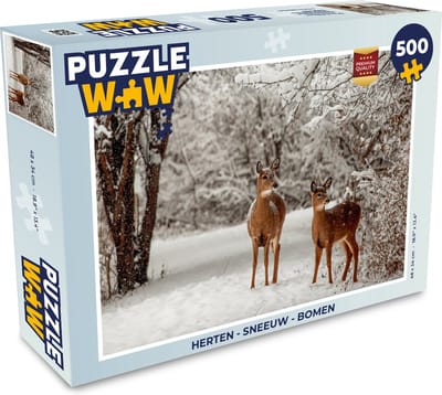 Puzzel Herten - Sneeuw - Bomen - Legpuzzel - Puzzel 500 stukjes