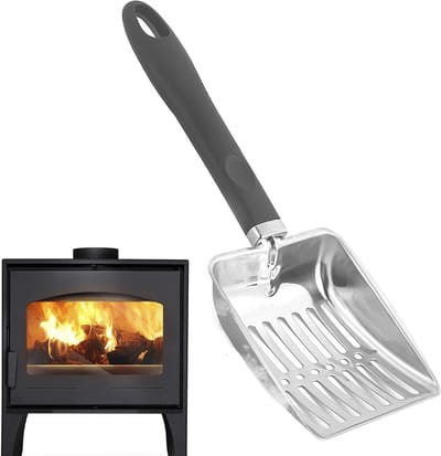 Aszeef Schraper - Houtskool Schoonmaker - Open Haard Onderhoud - Duurzaam Roestvrij Staal - 32.5 x 10.7 cm - Zilver Grijs