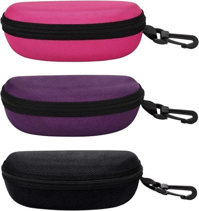 Dailygoods - 3 Stuks Draagbare Brillen Case - Zwart/Roze/Paarse Hard Shell