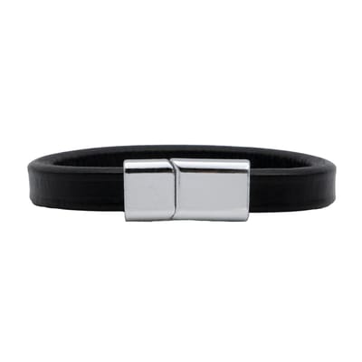 Marama - Herenarmband Andor Zwart - Sluiting Metaal Zilver - The Nordic Collection - RVS - leer - schuifsluiting - robuuste armband mannen - luxe geschenkverpakking